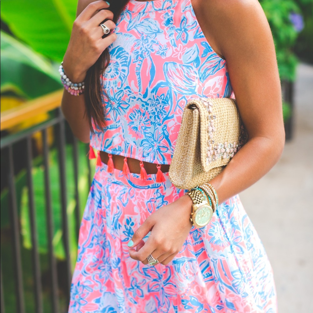 Lilly Pulitzer Matching Top and Skirt Set with Tassels